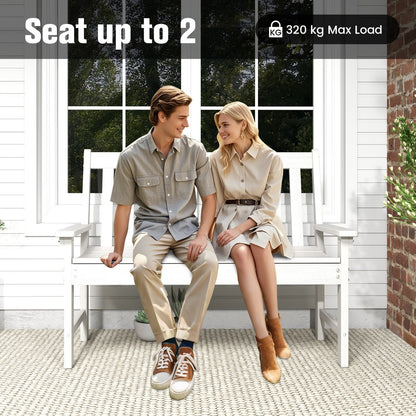 Costway All-Weather HDPE Patio Loveseat ChairOutdoor 2-Person Bench-White