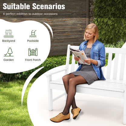 Costway All-Weather HDPE Patio Loveseat ChairOutdoor 2-Person Bench-White