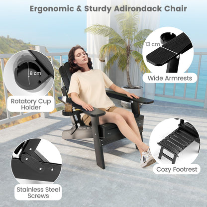 All-Weather HIPS Patio Adirondack Chair 180kg Loaded-Black