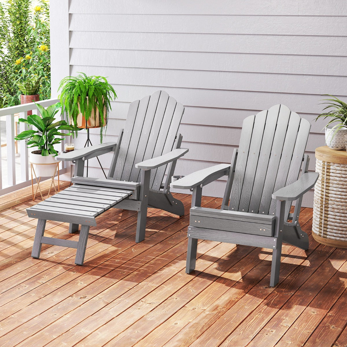 All-Weather HIPS Patio Adirondack Chair 180kg Loaded-Grey