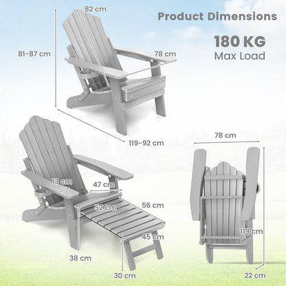 All-Weather HIPS Patio Adirondack Chair 180kg Loaded-Grey