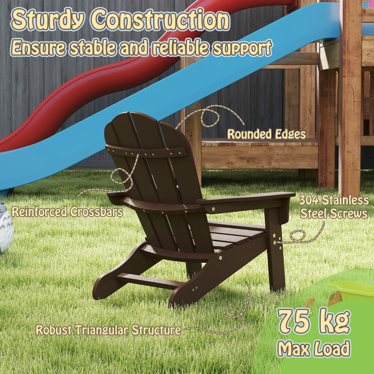 All-Weather HDPE Toddler Lawn Chair with Ergonomic Design-Brown