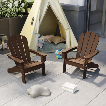 All-Weather HDPE Toddler Lawn Chair with Ergonomic Design-Brown