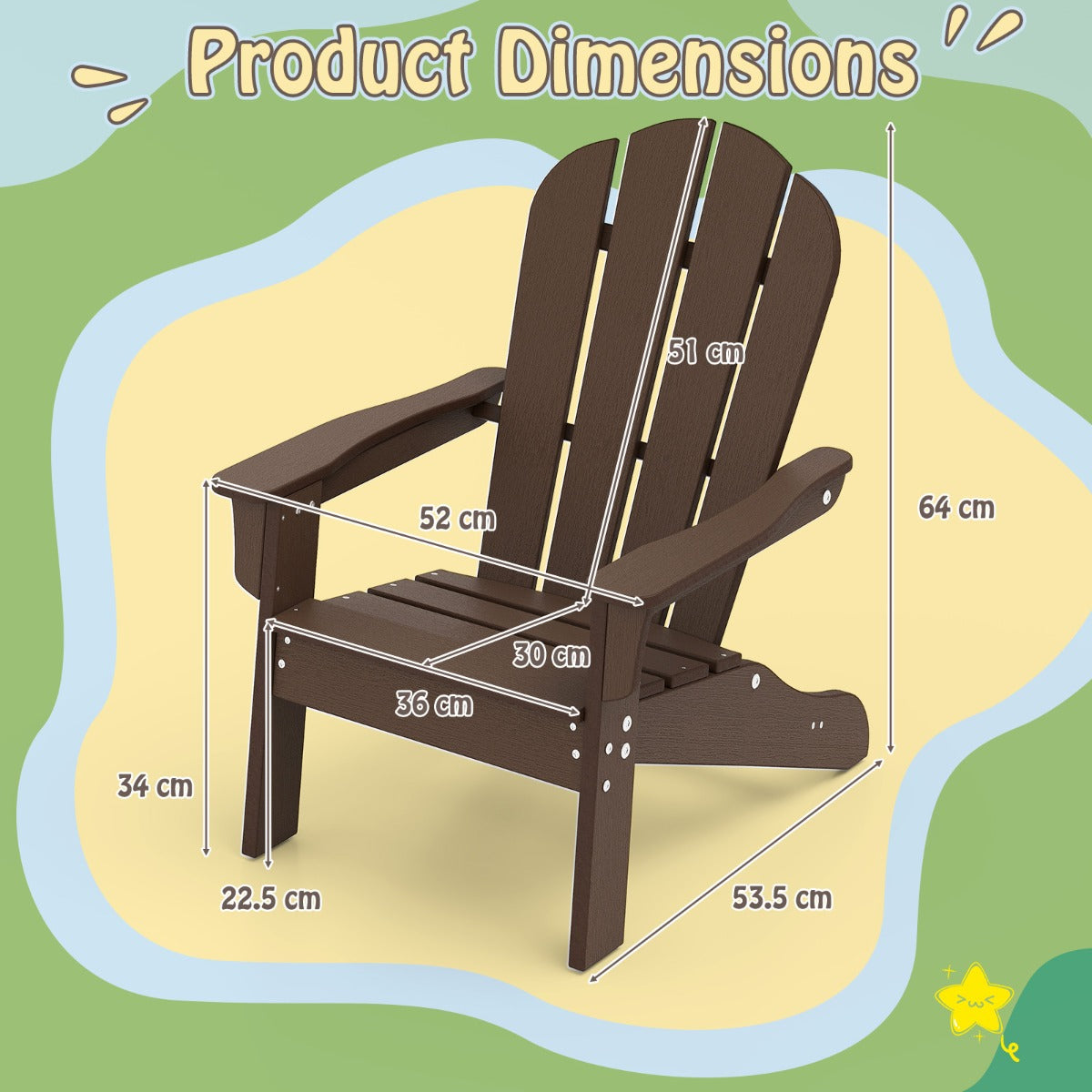 All-Weather HDPE Toddler Lawn Chair with Ergonomic Design-Brown