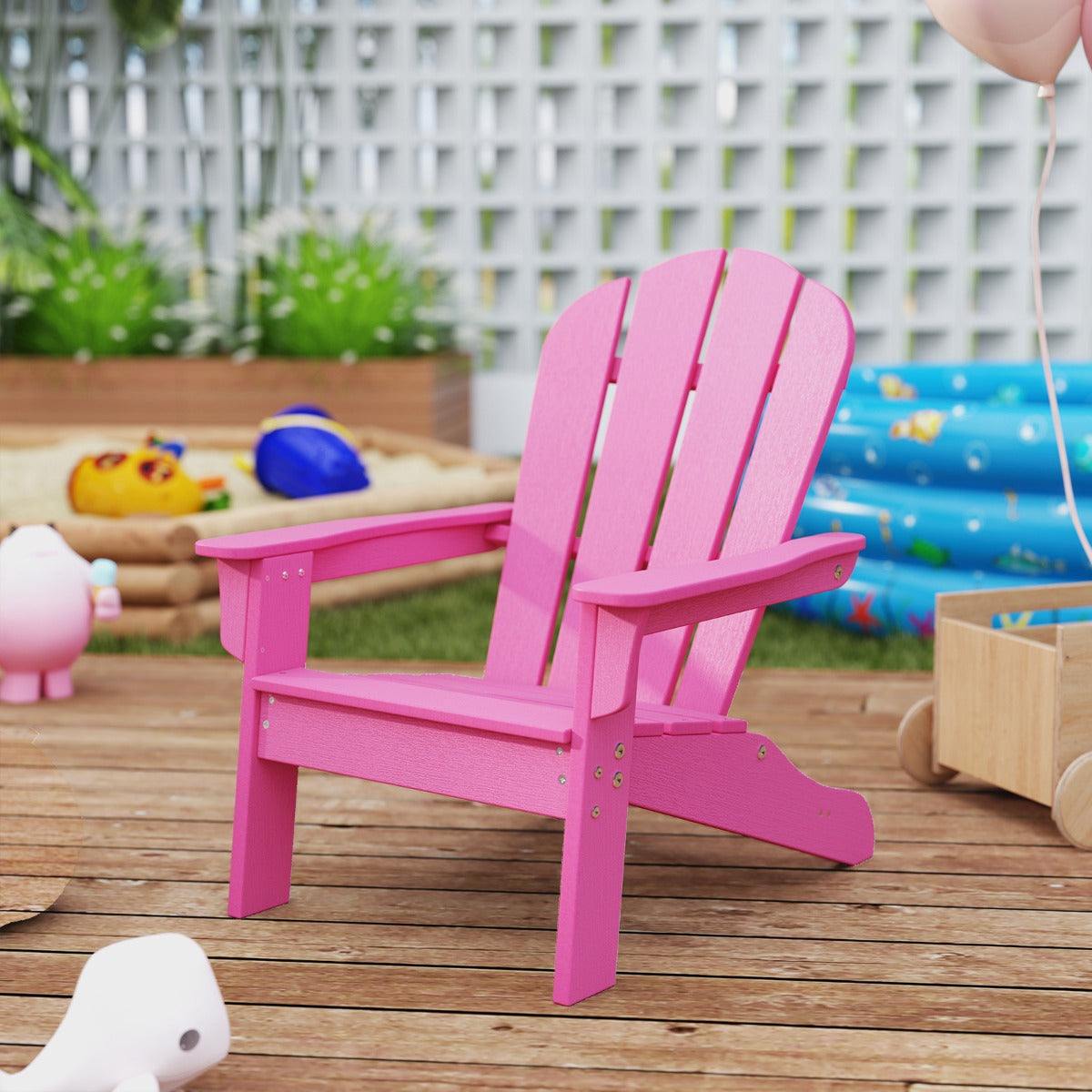 All-Weather HDPE Toddler Lawn Chair with Ergonomic Design-Pink
