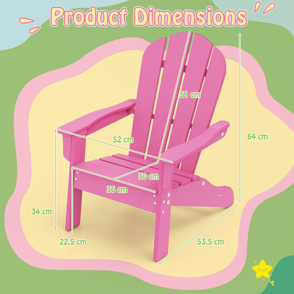 All-Weather HDPE Toddler Lawn Chair with Ergonomic Design-Pink