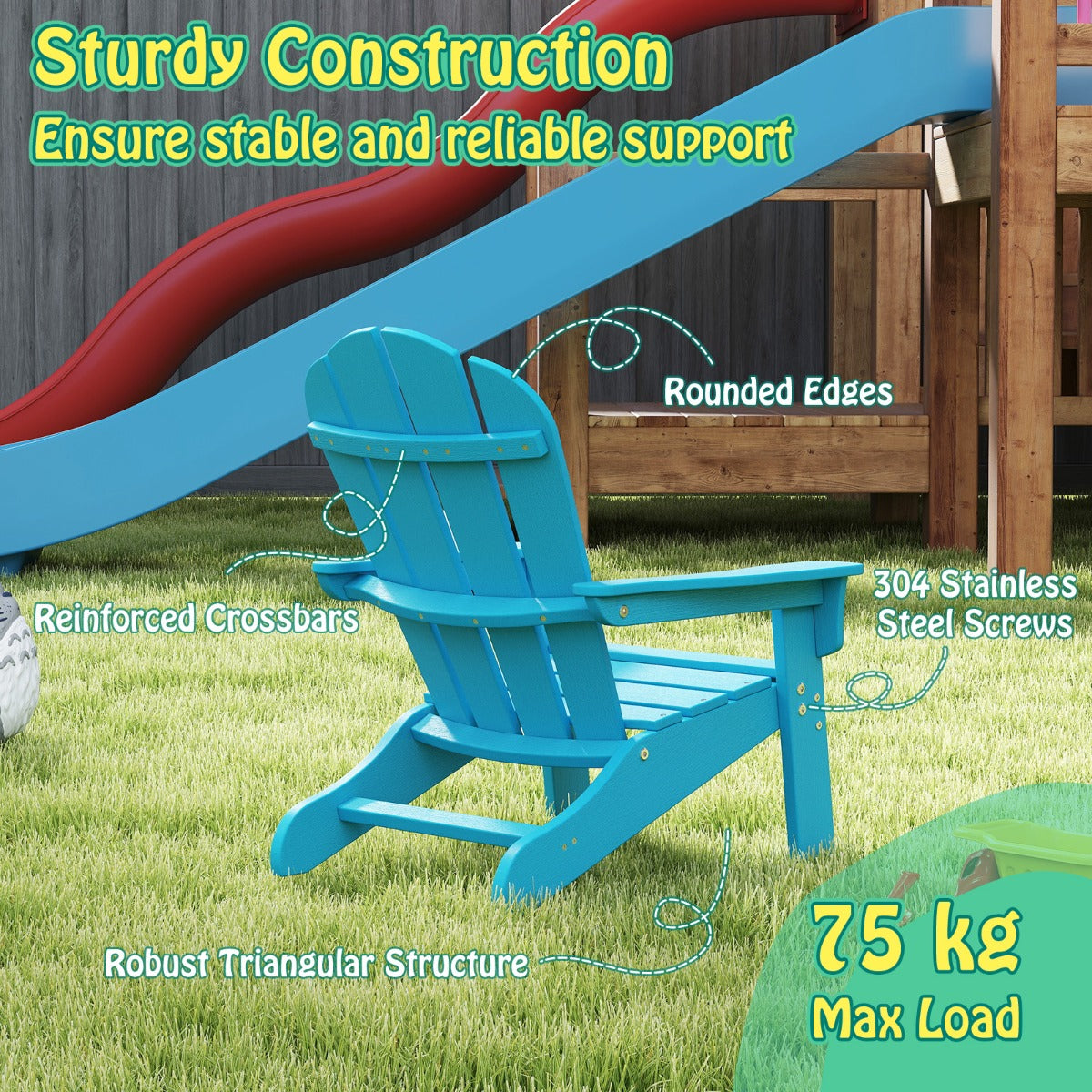All-Weather HDPE Toddler Lawn Chair with Ergonomic Design-Turquoise