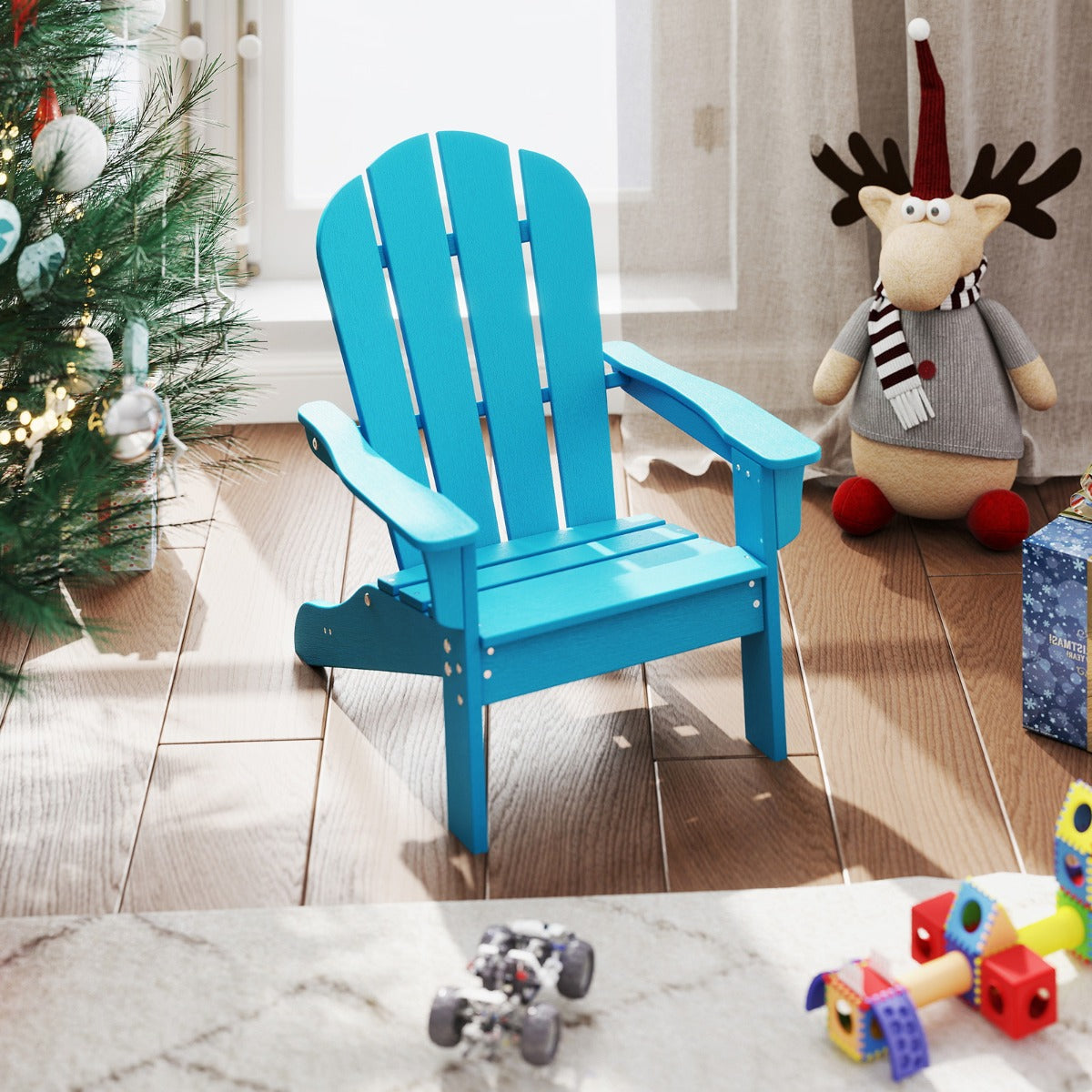 All-Weather HDPE Toddler Lawn Chair with Ergonomic Design-Turquoise