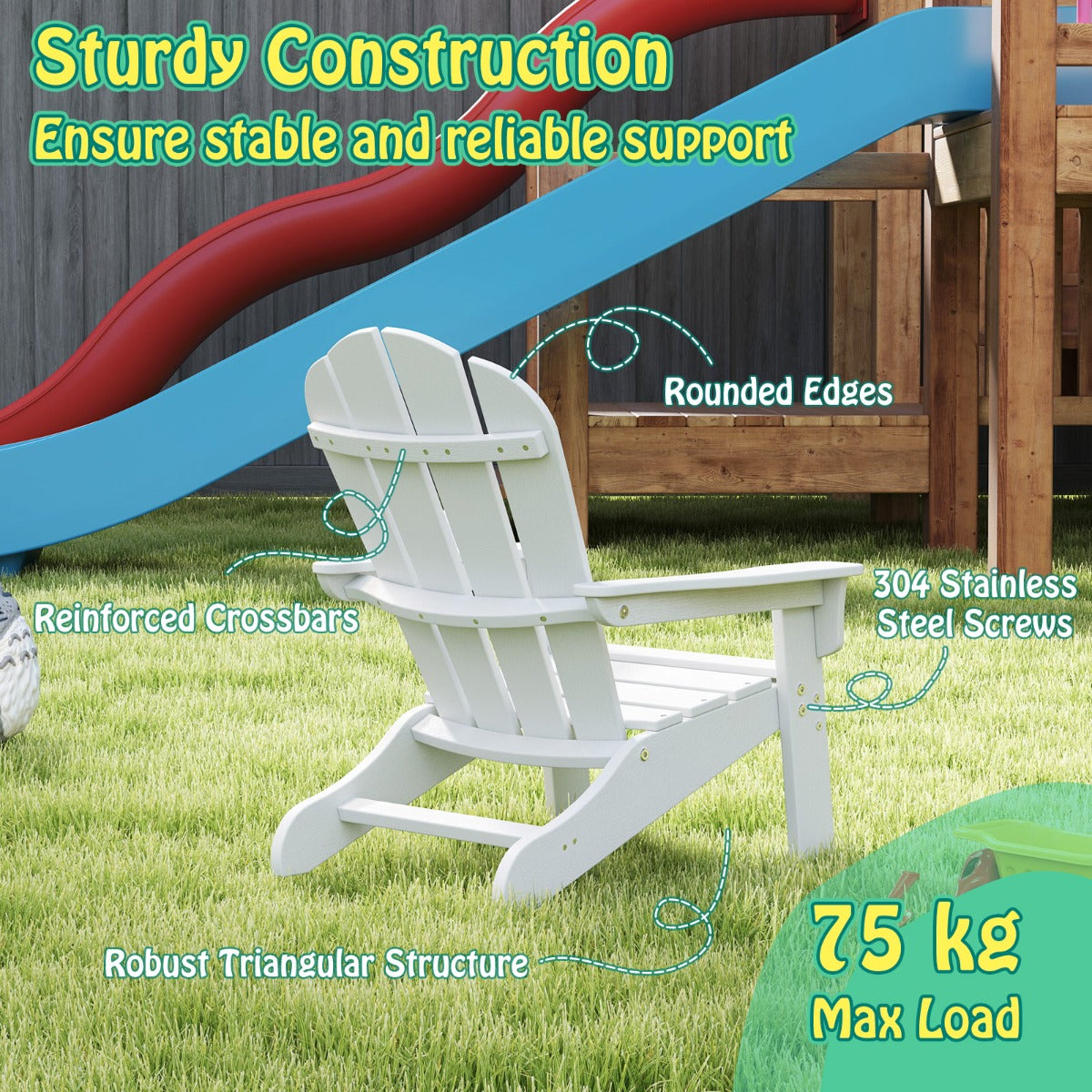 All-Weather HDPE Toddler Lawn Chair with Ergonomic Design-White