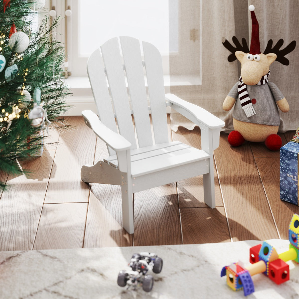 All-Weather HDPE Toddler Lawn Chair with Ergonomic Design-White