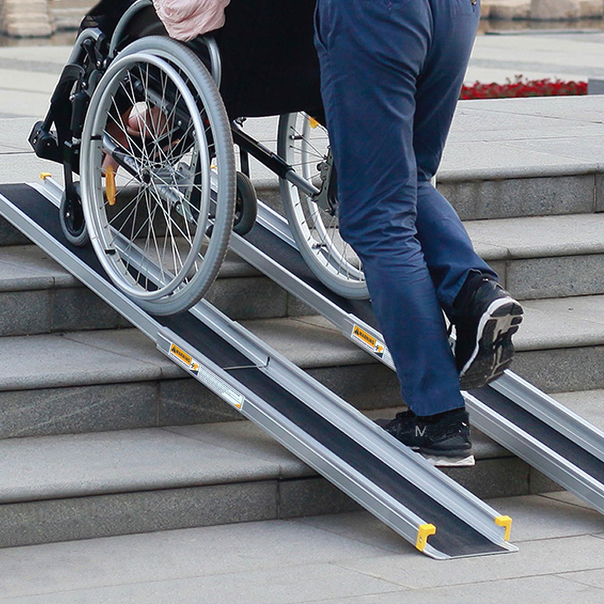 Costway Aluminum Adjustable Loading Wheelchair Telescoping Track Ramp ...