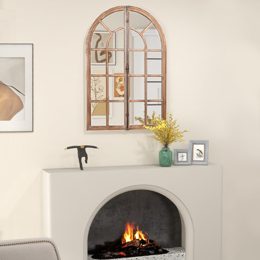 Costway 88cm x 60cm Farmhouse Wall Mounted Decorative Mirror-Natural