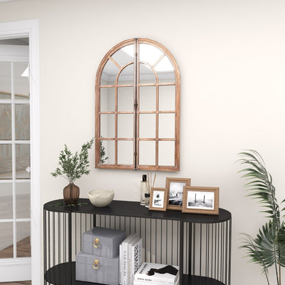Costway 88cm x 60cm Farmhouse Wall Mounted Decorative Mirror-Natural