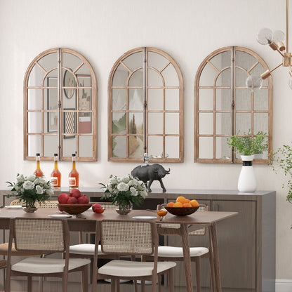 Costway 88cm x 60cm Farmhouse Wall Mounted Decorative Mirror-Natural