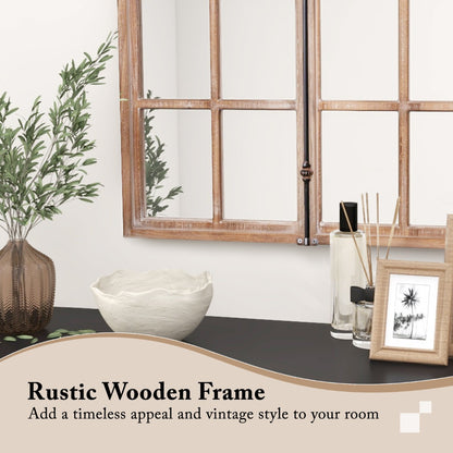 Costway 88cm x 60cm Farmhouse Wall Mounted Decorative Mirror-Natural