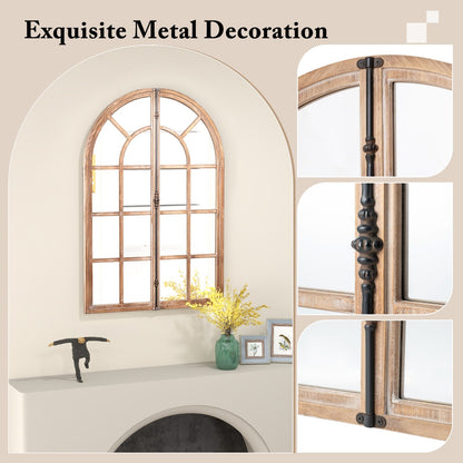 Costway 88cm x 60cm Farmhouse Wall Mounted Decorative Mirror-Natural