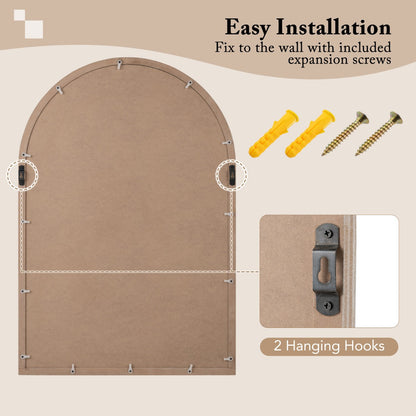 Rustic Farmhouse Wall Mirror with Arch Window Frame, 88cm x 60cm, Natural Finish