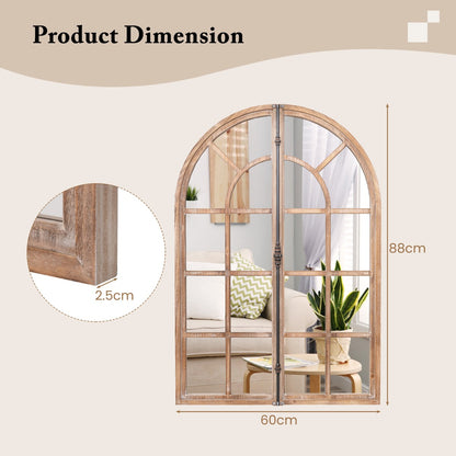 Costway 88cm x 60cm Farmhouse Wall Mounted Decorative Mirror-Natural