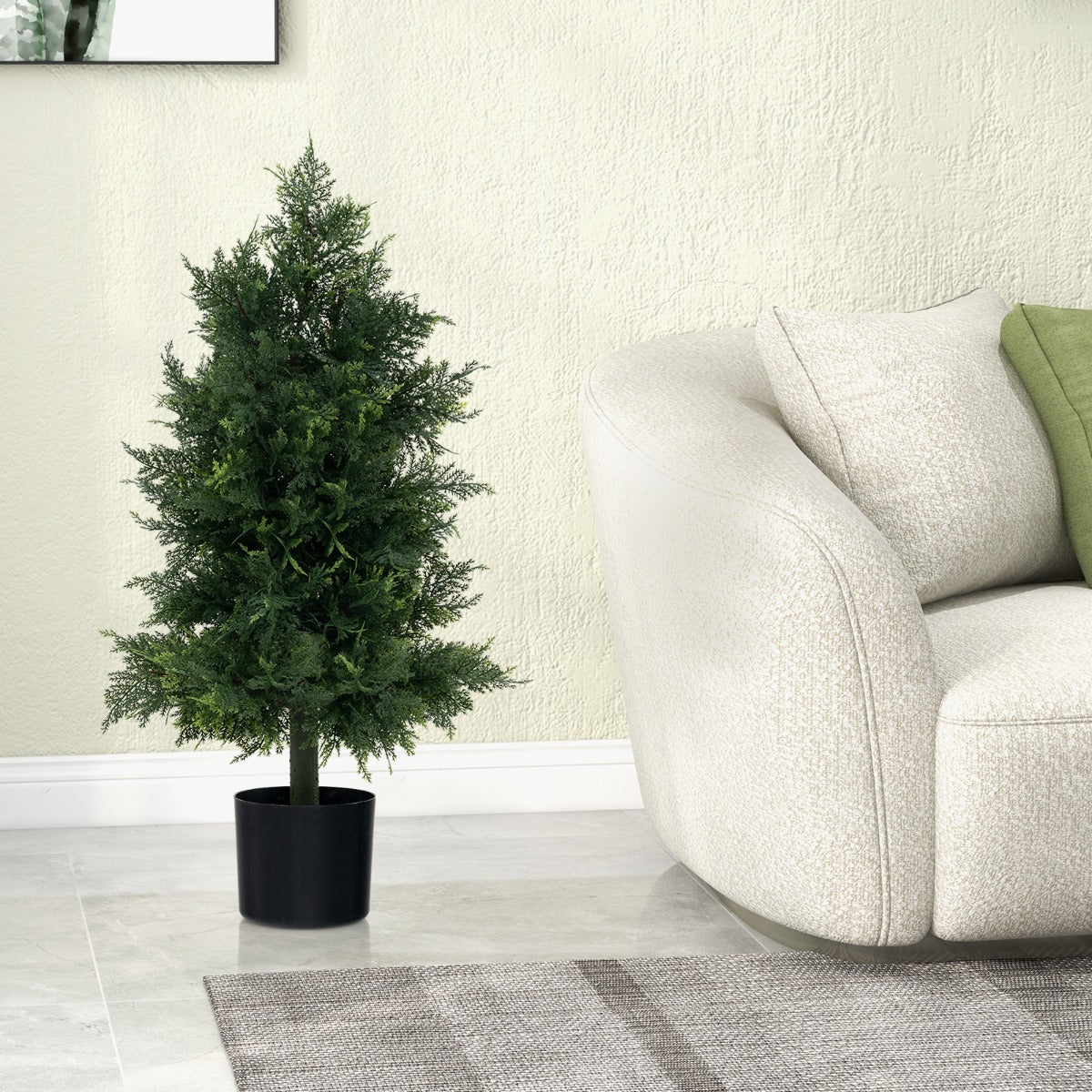 Artificial Cedar Topiary Tree Fake Pine Tree with Plastic Nursery Pot
