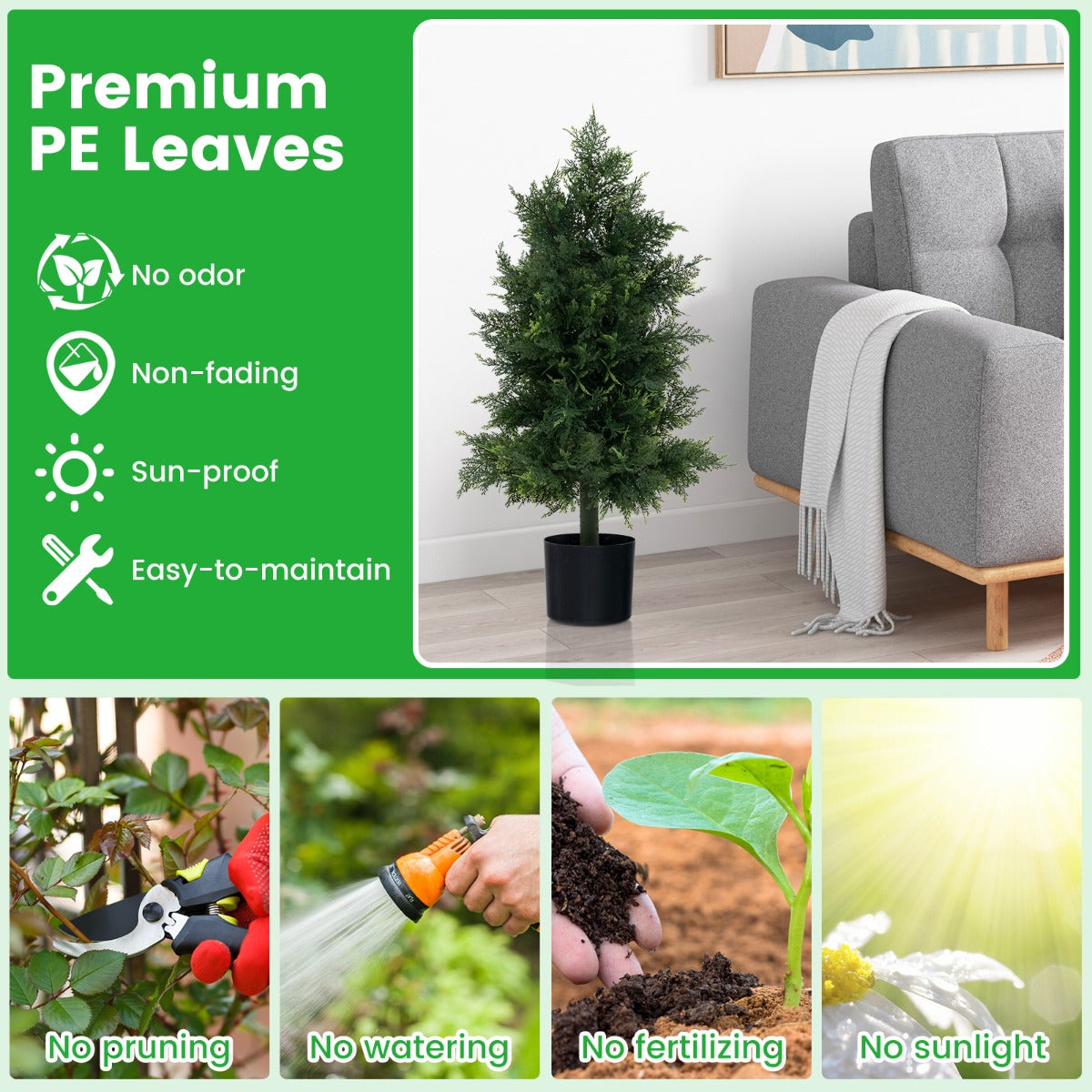 Artificial Cedar Topiary Tree Fake Pine Tree with Plastic Nursery Pot