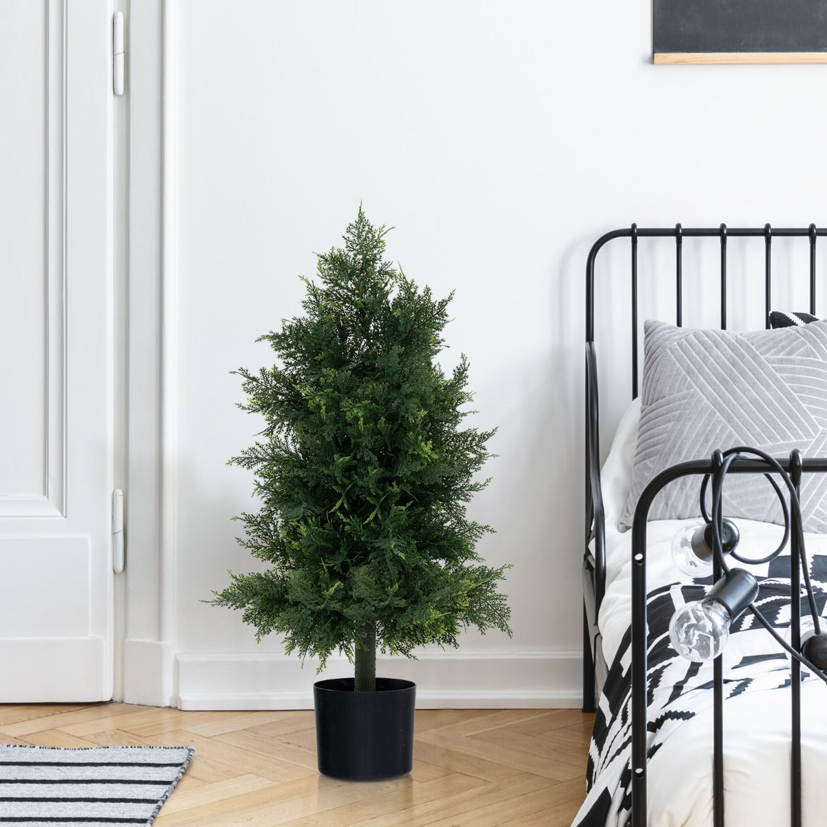 Artificial Cedar Topiary Tree Fake Pine Tree with Plastic Nursery Pot