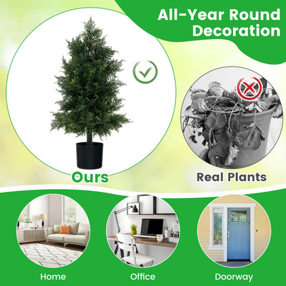 Artificial Cedar Topiary Tree Fake Pine Tree with Plastic Nursery Pot