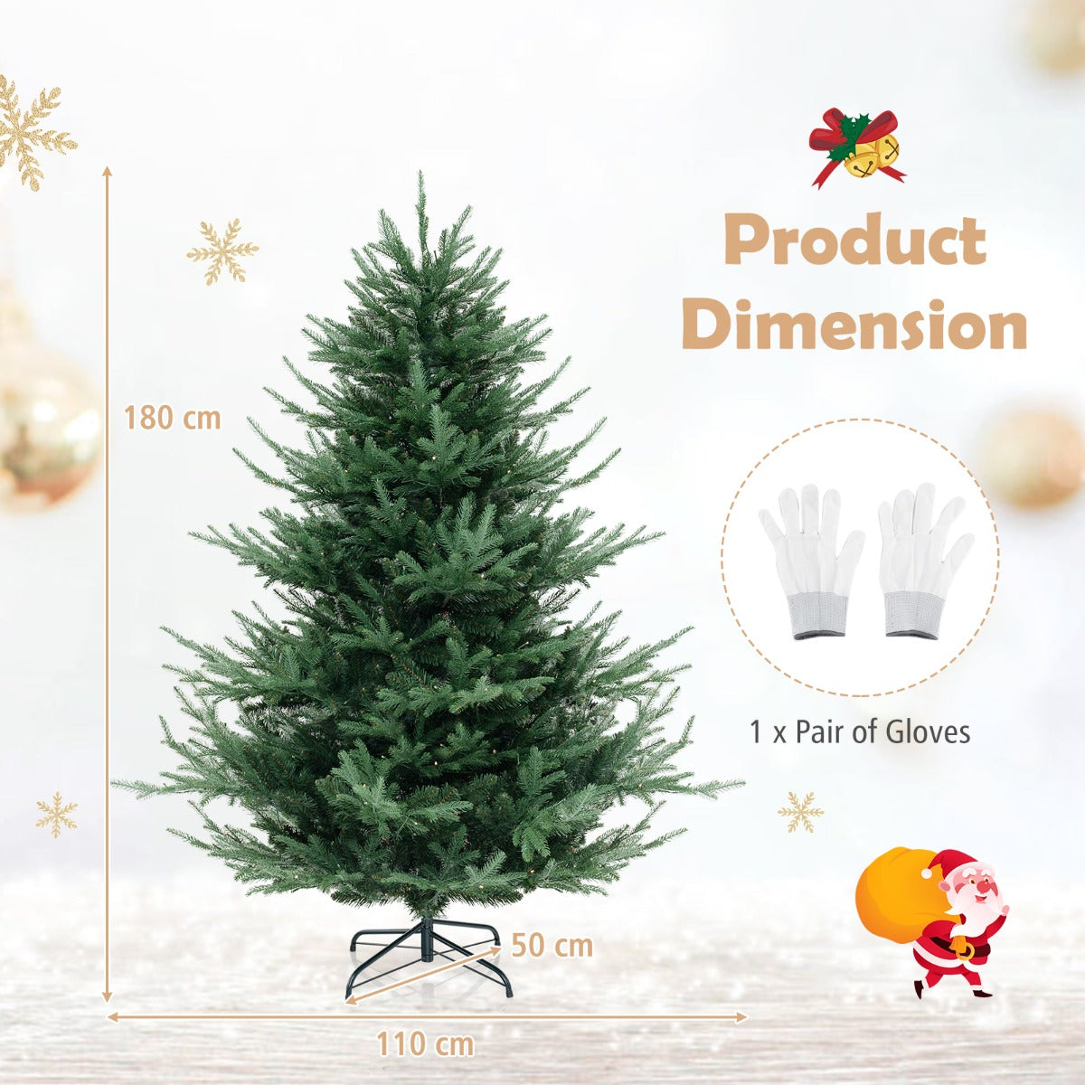 1.8M Artificial Christmas Tree with 778 Tips & 240 LED Lights, 8 Modes, Green