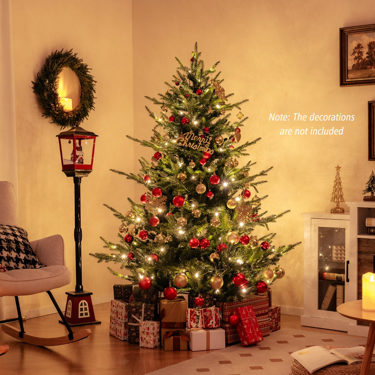 1.8M Artificial Christmas Tree with 778 Tips & 240 LED Lights, 8 Modes, Green