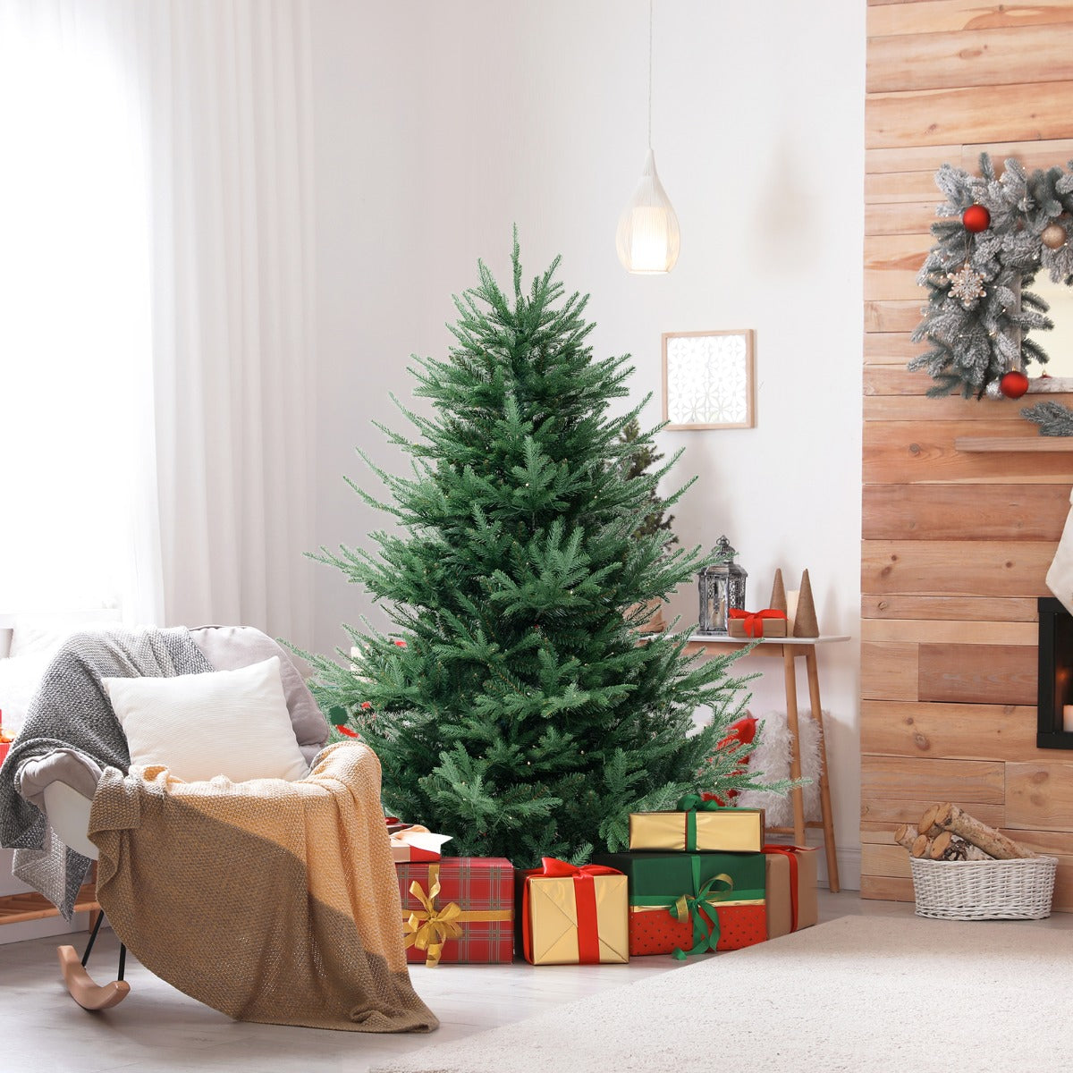 1.8M Artificial Christmas Tree with 778 Tips & 240 LED Lights, 8 Modes, Green