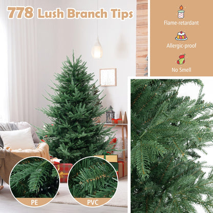 1.8M Artificial Christmas Tree with 778 Tips & 240 LED Lights, 8 Modes, Green
