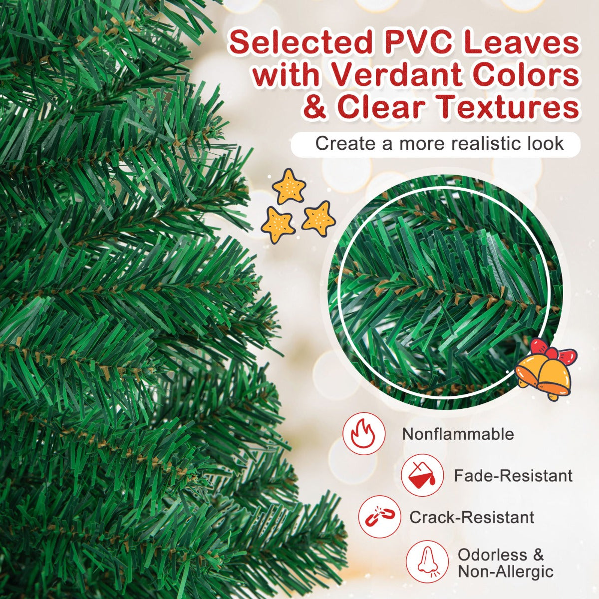 2.4m Artificial Christmas Tree Xmas Pine Tree with Solid Metal Legs
