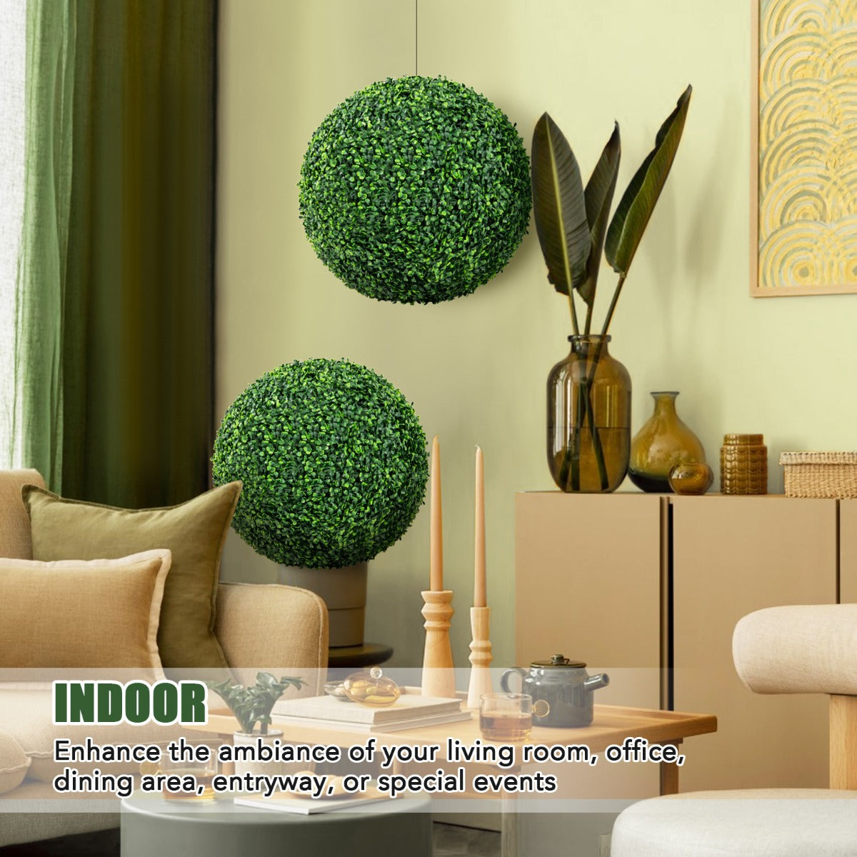 2 Pieces 39CM/50CM Artificial Decorative Plant Milan Grass Ball-M