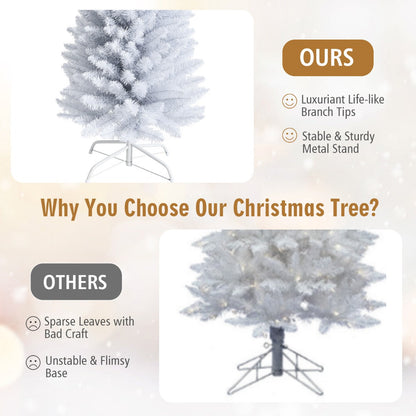 1.5M Slim White Christmas Tree with Metal Stand, PVC Material, Space-Saving Design