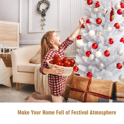 1.5M Slim White Christmas Tree with Metal Stand, PVC Material, Space-Saving Design