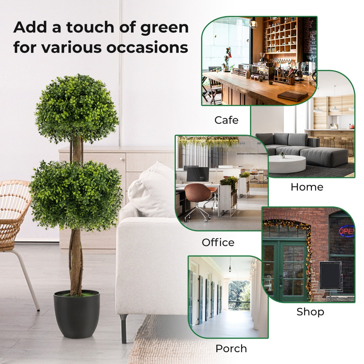 100cm Artificial Boxwood Topiary Tree with Twisted Vines for Indoor/Outdoor Use