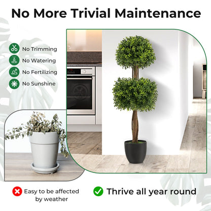 100cm Artificial Boxwood Topiary Tree with Twisted Vines for Indoor/Outdoor Use
