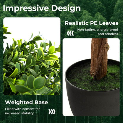 100cm Artificial Boxwood Topiary Tree with Twisted Vines for Indoor/Outdoor Use