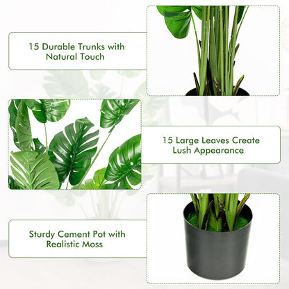 1.5M Artificial Tree Faux Monstera Deliciosa Plant for Indoor Outdoor-2 Packs
