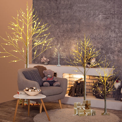 1.2M LED Twig Birch Tree with Warm Lights, Flexible Branches for Holidays
