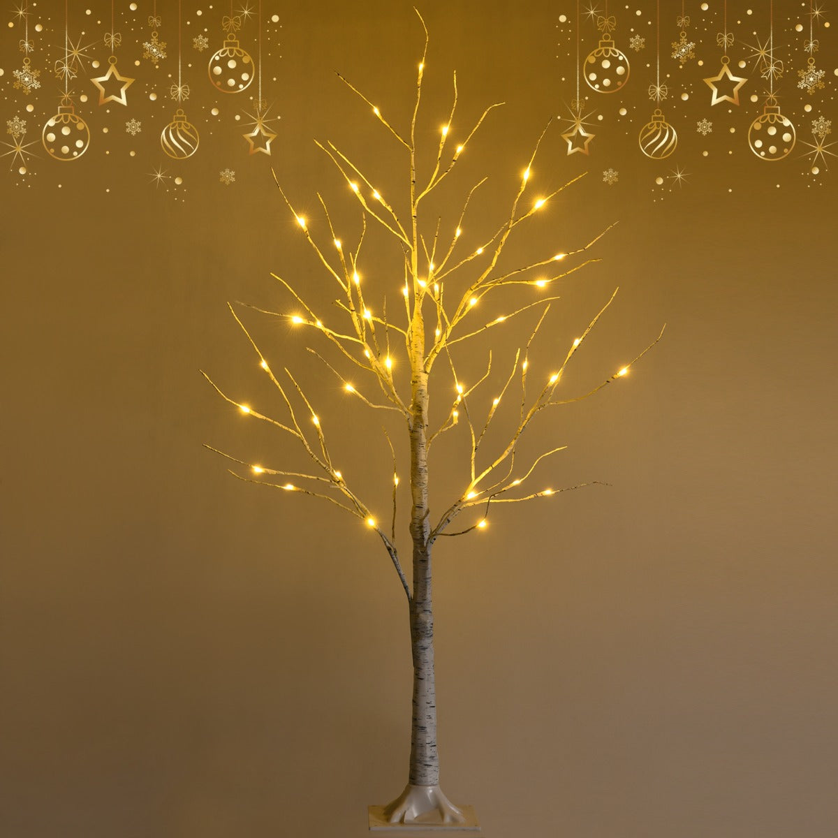 1.2M LED Twig Birch Tree with Warm Lights, Flexible Branches for Holidays
