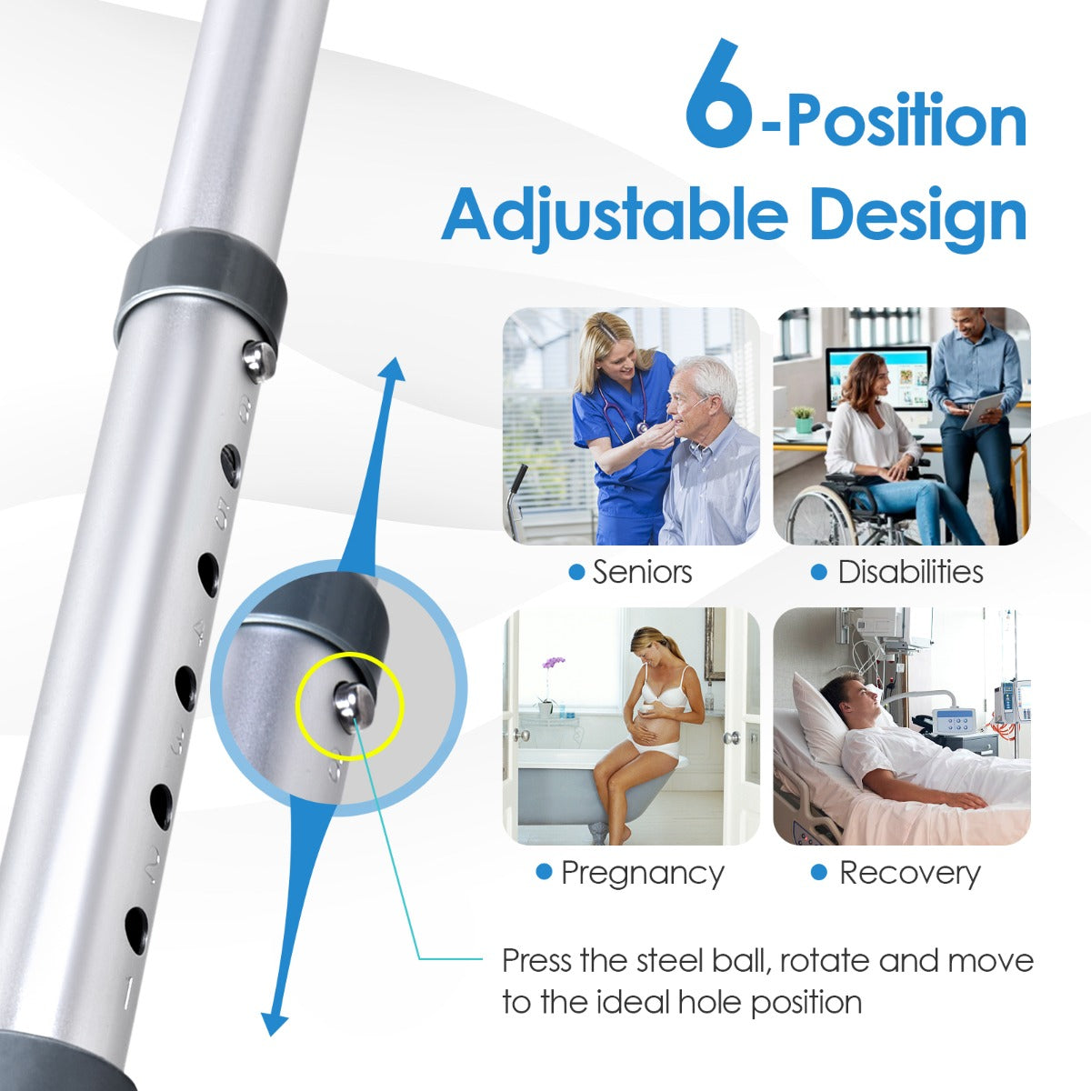 Adjustable Lightweight Shower Bench with Padded Seat & Built-in Handle