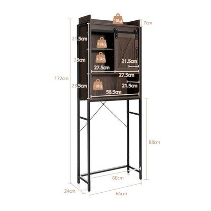 Space-saving Bathroom Organizer with Sliding Barn Door-Brown