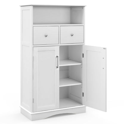 Bathroom Floor Cabinet with 2 Adjustable Shelves for Bathroom-White