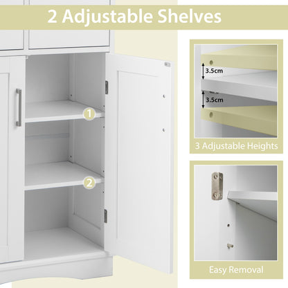 Bathroom Floor Cabinet with 2 Adjustable Shelves for Bathroom-White