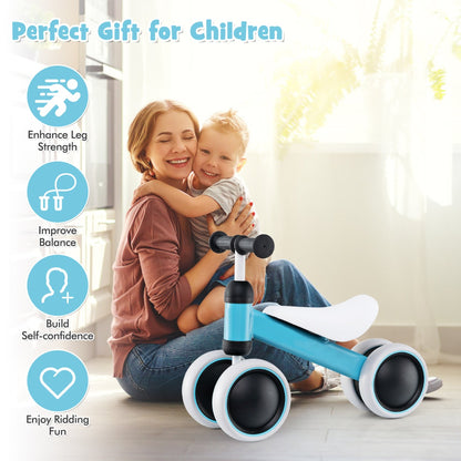 Baby Balance Training Bike with 4 Wheels for Infant-Blue