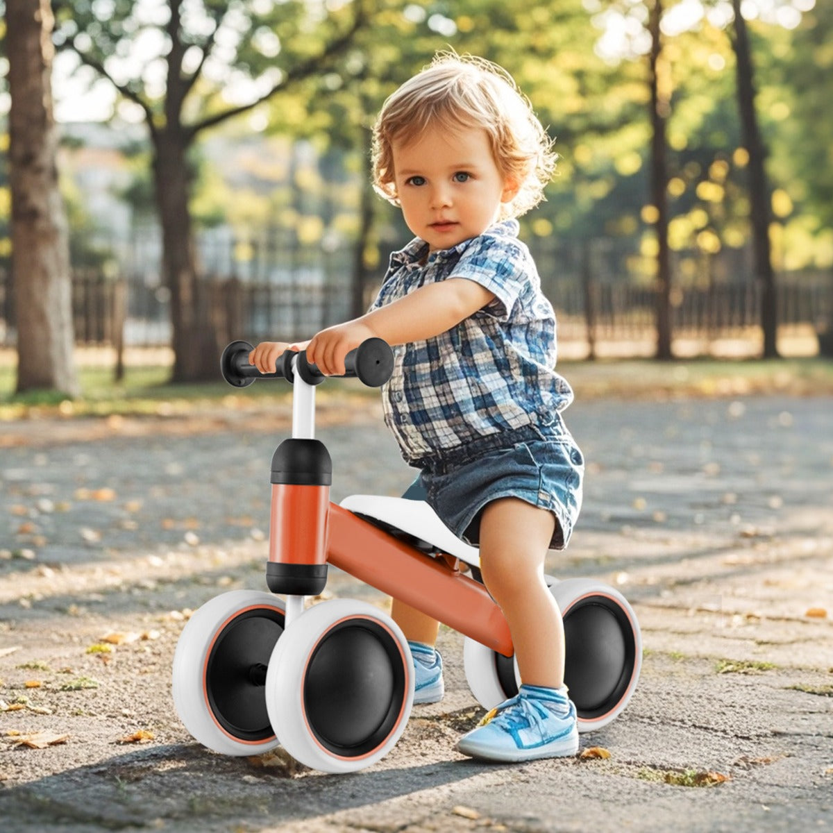 Baby Balance Training Bike with 4 Wheels for Infant-Orange