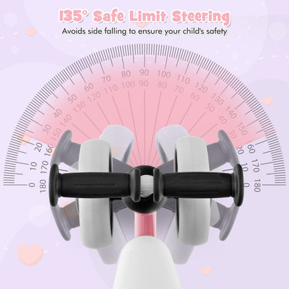 Baby Balance Training Bike with 4 Wheels for Infant-Pink