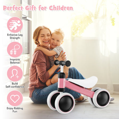 Baby Balance Training Bike with 4 Wheels for Infant-Pink