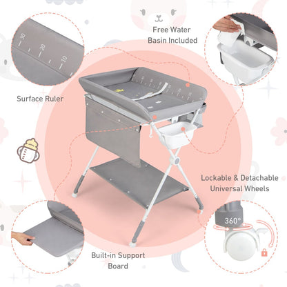 Portable Folding Baby Changing Table for Infant Newborn Nursery-Grey