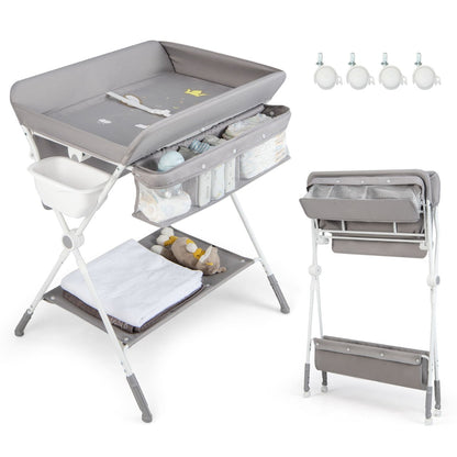 Portable Folding Baby Changing Table for Infant Newborn Nursery-Grey
